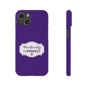 Perfectly Imperfect Slim iPhone 15 Case purple and white